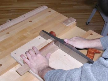 planing a small piece of cherry on the shooting board