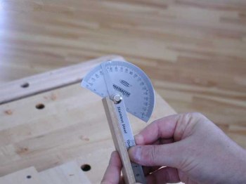 checking the angle with a protractor